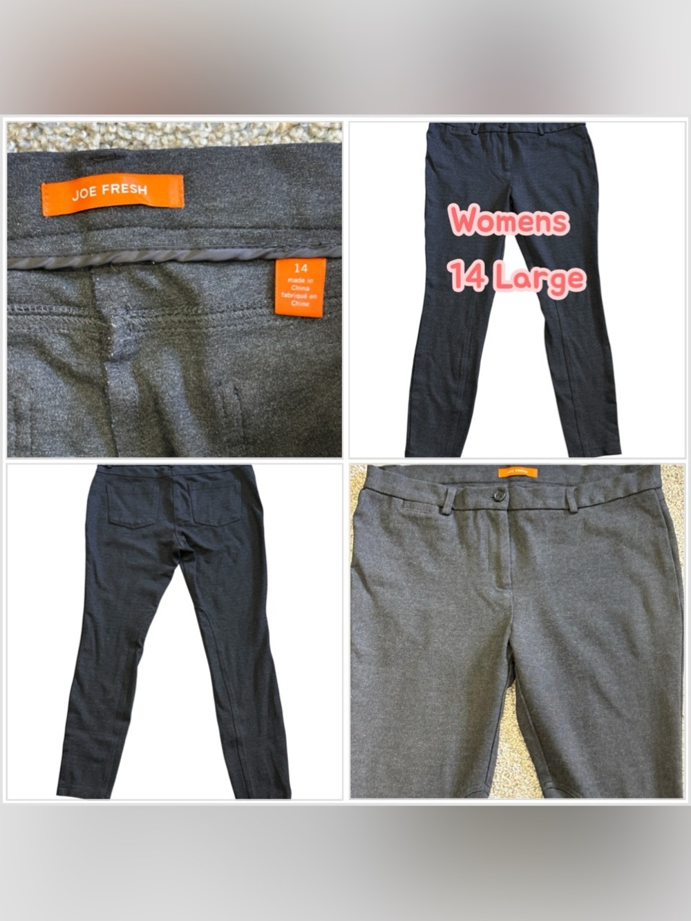 Women's Joe Fresh 14 Large Ponte Leggings Pants Ponte Black Stretch Ankle Slim